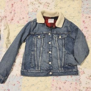 Flannel lined fleece collar jean jacket old navy